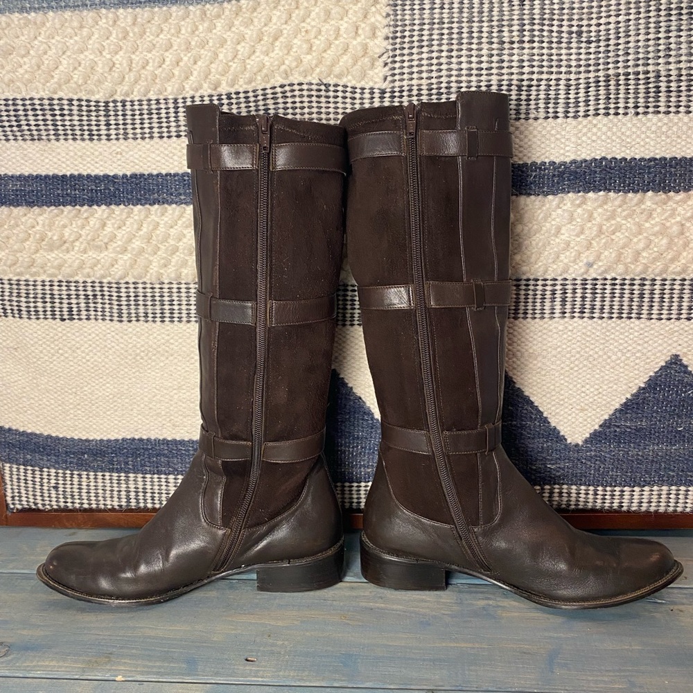 Vaneli Suede Riding Moto Combat Boots